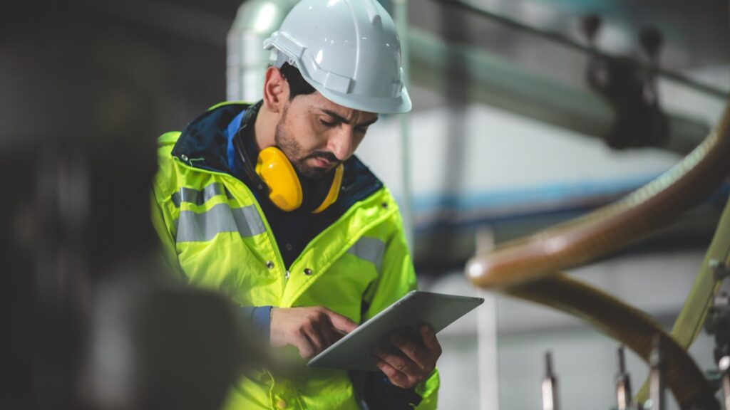 Engineer inspecting area